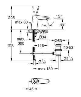 Baterie lavoar Grohe Eurodisc Joy monocomanda 1/2″ Marimea S