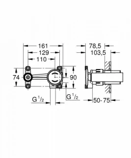 Corp incastrat Grohe 1/2″ cu doua orificii