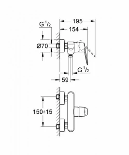 Baterie dus Grohe Eurodisc Cosmopolitan monocomanda 1/2″