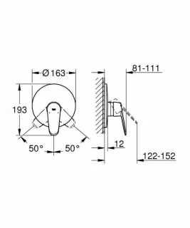Baterie dus Grohe Eurodisc Cosmopolitan cu monocomanda