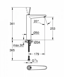 Baterie lavoar Grohe Eurodisc Joy monocomanda 1/2″ Marimea XL,alb