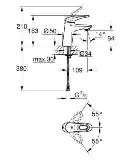 Baterie lavoar Grohe Eurostyle cu monocomanda 1/2″