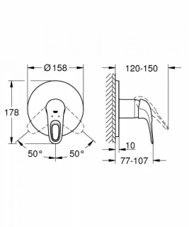 Baterie dus Grohe Eurostyle cu monocomanda, crom