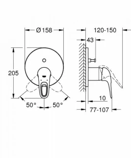 Baterie de cada si dus Grohe Eurostyle cu monocomanda, crom