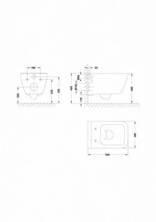 Vas wc suspendat Gala Emma Square 54x36 cm