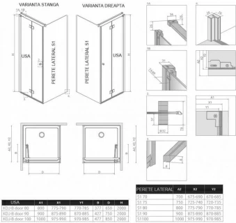 Usa cabina de dus Radaway Nes KDJ B, 90 x H200 cm
