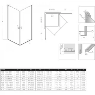 Usa cabina de dus Radaway Nes KDD I, 90 x H200 cm