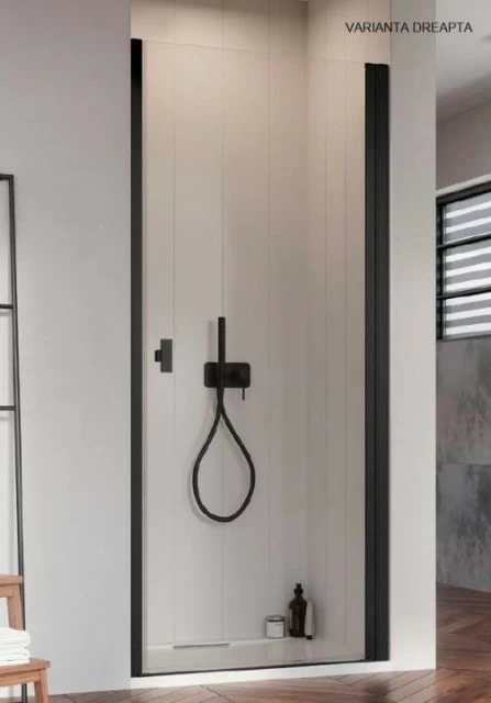 Usa de nisa batanta Radaway Nes Black DWJ I, 90 cm, negru