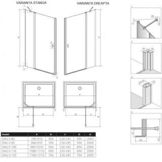 Usa de nisa batanta Radaway Nes DWJ II, 120 cm