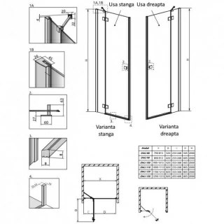 Usa de nisa batanta Radaway Essenza New DWJ, 100 x H200 cm