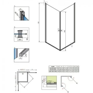 Cabina dus patrata Radaway Eos KDD I, 100x100xH197 cm