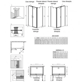 Perete lateral cabina dus Radaway Eos II KDS, 90 x 197 cm
