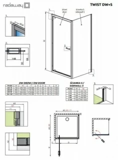 Perete lateral Radaway Twist DW 100 x H190 cm