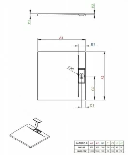 Cadita dus patrata Radaway Giaros C 100 x 100 x H4 cm, alb