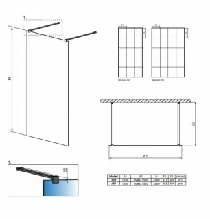 Cabina dus Walk-In Radaway Modo New Black I Factory, 130 x H200 cm