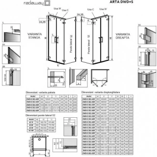 Perete lateral cabina dus Radaway Arta KDS I, 80 x H200 cm