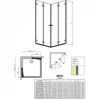 Cabina dus Radaway Arta KDD B, 80x80xH200 cm