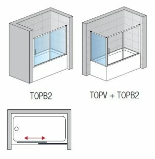 Paravan cada culisant SanSwiss Top-Line TOPB2, 160 x H150 cm