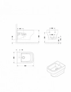 Bideu Gala Mid suspendat 54 x 36 cm