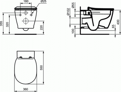 Vas WC Ideal Standard Connect suspendat Rimless 55 x 36 cm