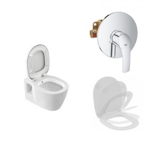 Set PROMO vas WC cu functie de bideu, capac soft-close Ideal Standard si baterie dus Grohe bagno.ro