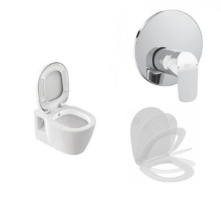 Set PROMO vas WC cu functie de bideu, capac soft-close si baterie dus Ideal Standard bagno.ro