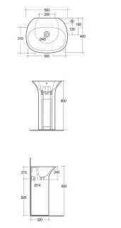 Lavoar Rak Ceramics Sensation freestanding 55 x 46 cm