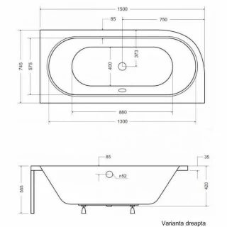 Cada asimetrica Besco Avita 150x75 cm