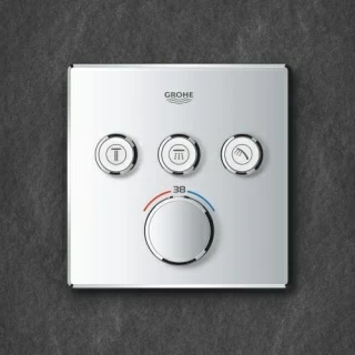 Baterie dus Grohe Grohtherm Smartcontrol termostatata cu 3 iesiri, patrata