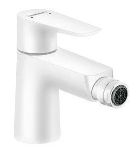 Baterie bideu Hansgrohe Talis E alb mat, cu ventil pop-up