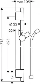 Bara dus Hansgrohe Unica S Puro 65 cm cu furtun dus Isiflex 160 cm, negru mat