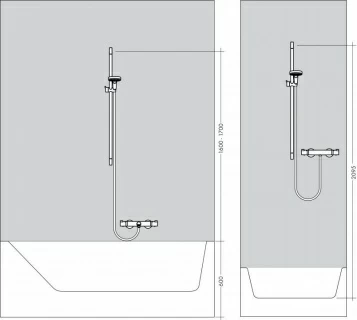 Bara dus Hansgrohe Unica S Puro 65 cm cu furtun dus Isiflex 160 cm, negru mat