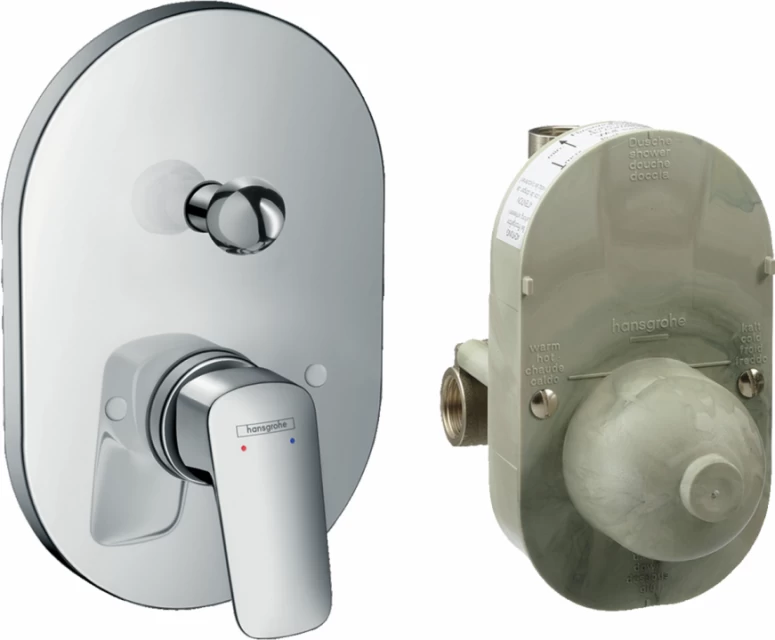 Baterie cada si dus Hansgrohe Logis cu montaj incastrat, corp incastrat inclus