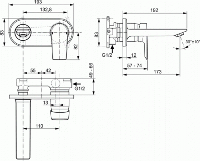Baterie lavoar Ideal Standard Tesi monocomanda, incastrata