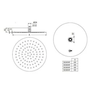 Palarie de dus IdealRain lux rotund 300 mm