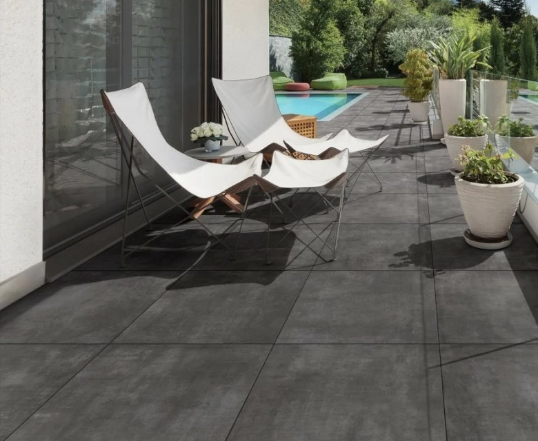 Gresie rectificata Sintesi Italia, Flow Tech Black 60x60 cm