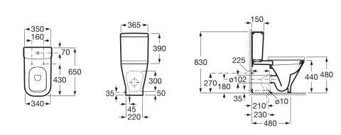 Vas wc Roca The Gap 65x36.5XH83 cm lipit de perete