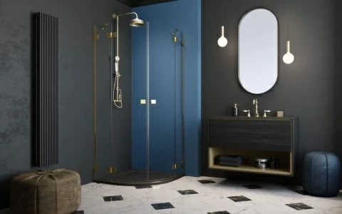 Cabina de dus Radaway Essenza Pro Gold PDD cu usi batante, 80x90 cm