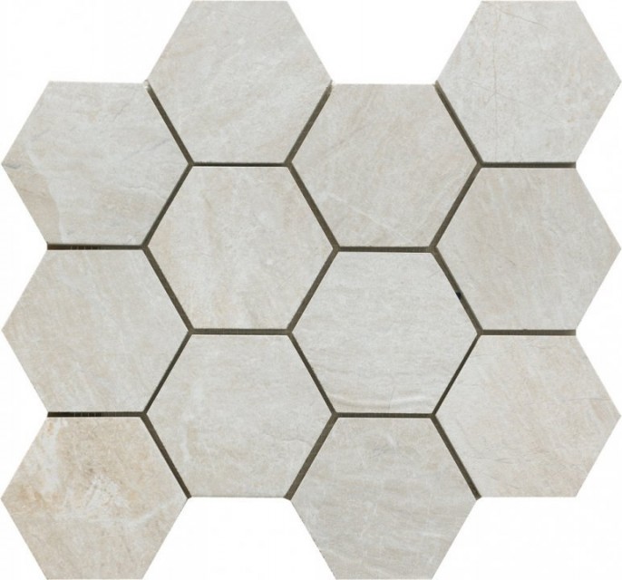 Mozaic Ceramic Hexagonal Sintesi, Mystone White 34x30 cm
