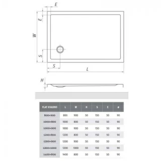 Cadita dus dreptunghiulara Roltechnik Flat Kvadro 80x120xH5 cm
