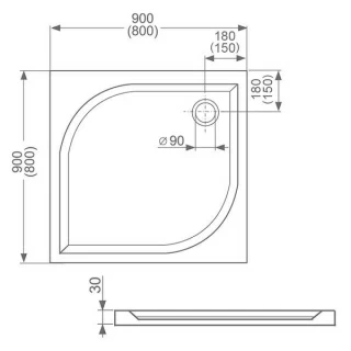 Cadita dus patrata Roltechnik Aloha-M 90x90 cm