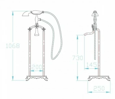 Baterie dubla comanda cada si dus Sanotechnik Retro pentru cada freestanding