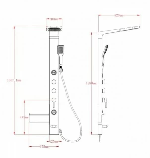 Panel dus cu hidromasaj Sanotechnik Ibiza 135,7x37,5X52 cm argintiu mat
