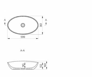 Lavoar oval pe blat Cast Marble Praga 60x36xH16 cm fara preaplin
