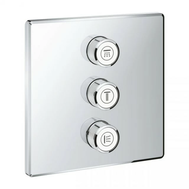 Baterie dus patrata Grohe Grohtherm SmartControl cu 3 iesiri incastrata 