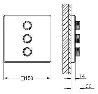 Baterie dus incastrata Grohe Grohtherm SmartControl cu 3 iesiri