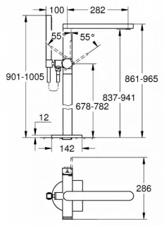 Baterie cada Grohe Plus monocomanda 1/2" crom