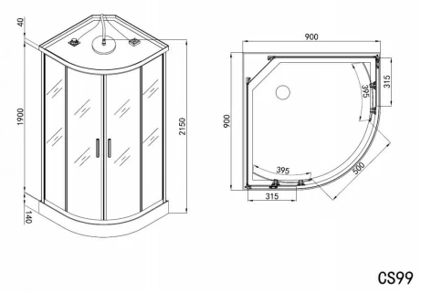 Cabina dus cu hidromasaj si sauna umeda Sanotechnik Relax CS99 90x90xH215cm
