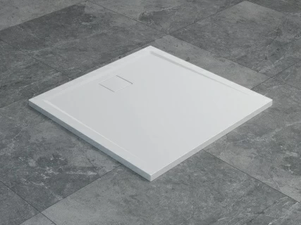 Cadita dus SanSwiss Livada W20Q 80x80xH3,5 cm marmura sintetica alba