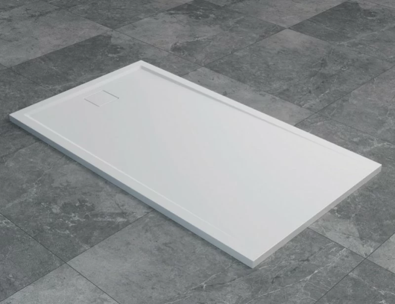 Cadita de dus SanSwiss Livada W20AS 160x90xH3,7 cm marmura sintetica alba
